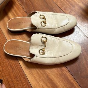 Gucci princetown white slippers size 37 1/2